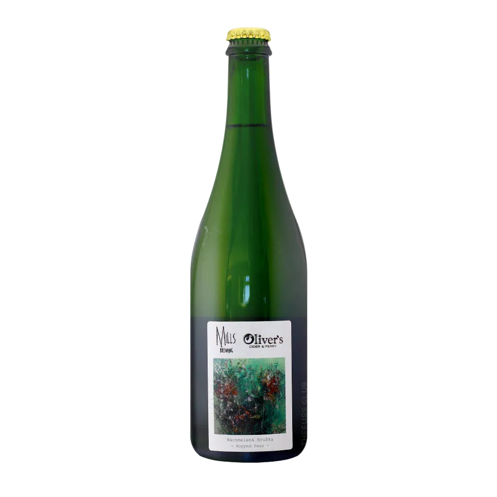 Green bottle with a label