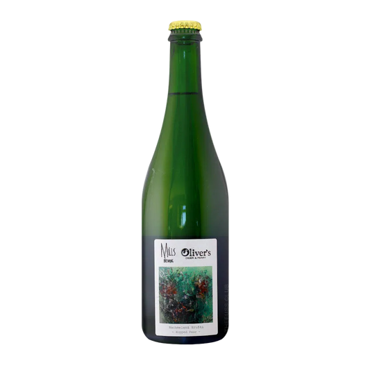 Green bottle with a label