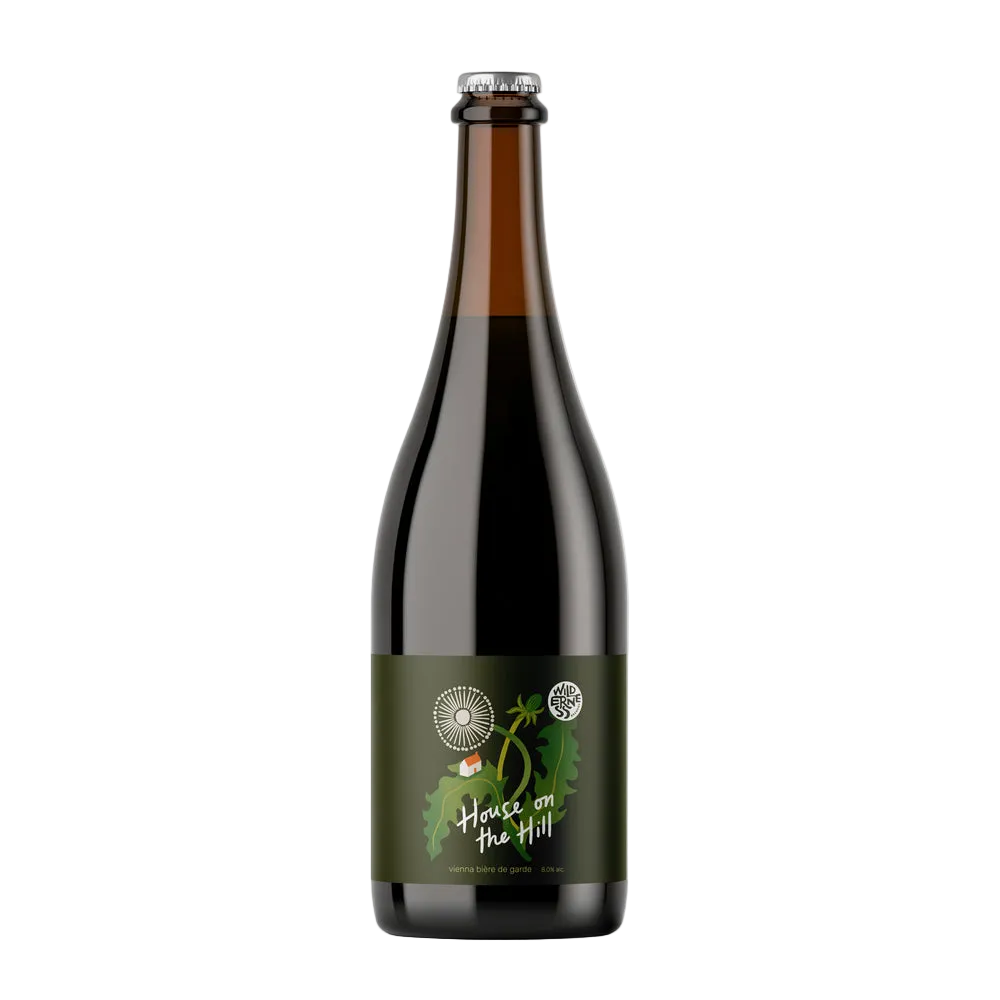 Bottle of 'House on the Hill' beer with a green label