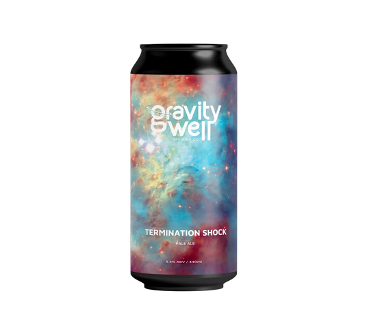 Can of 'Termination Shock' beer from Gravity Well Brewing